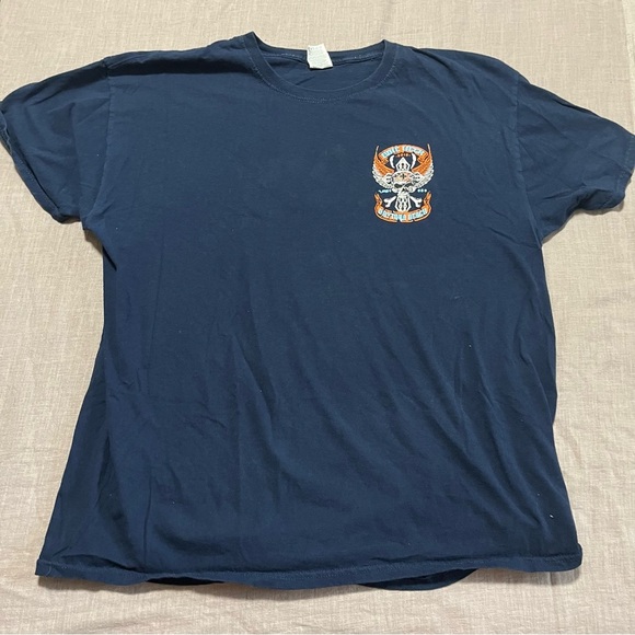 Bike Week Daytona Beach 2018 Navy Blue Short Sleeve graphic Tee Size XL Skull - Picture 2 of 7